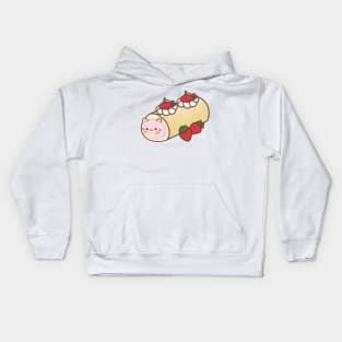 strawberry swiss roll cake Kids Hoodie